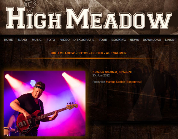 Die Homepage von HIGH MEADOW - der Band mit Blus, Rock, Bluesrock und Funk aus dem Sarganserland, programmiert von Stephan Kurath aus Sargans