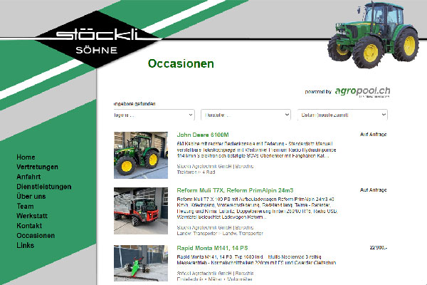 Die Homepage der Stöckli Söhne AG in Berschis, erstellt von Stephan Kurath - Architektur - Webdesign und Programmierungen